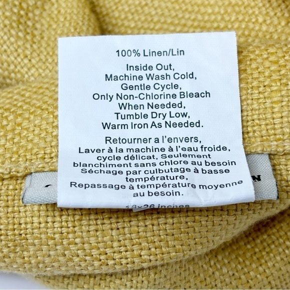 POTTERY BARN Gold 4-Button Woven Linen Lumbar Pillow Cover Contemporary 18”X26” - Picture 9 of 10